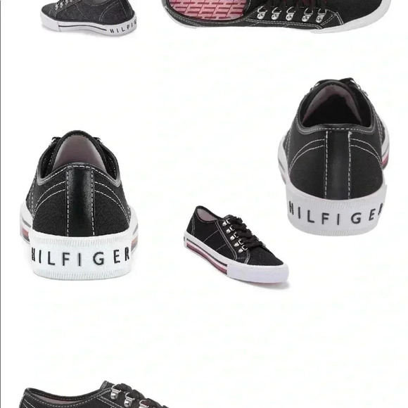 Tommy Hilfiger Women’s Red, White, & Blue Black Canvas Tie Tennis Shoes … - Picture 3 of 5